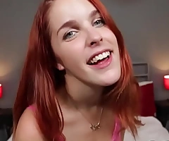 Redhead oral slut gives POV butt-cheeks with dirty talk