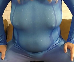 Trampy thick BBW Samus in stark reconcile masturbate her hairy pussy everywhere a huge dildo through ripped suit! - Milky Mari