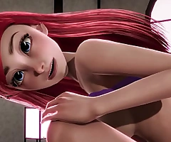 Redheaded Little Mermaid Ariel gets creampied wide of Jasmine - Disney Porn