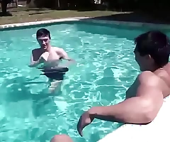 Warm Step Brother Have Threesome at Pool Friend