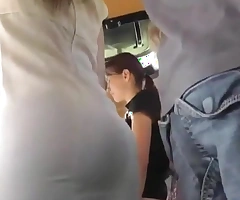 Upskirt Taut White Sheer Thong On Bus