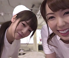 Yui Hatano adjacent to Rei Miziuna Threesome nurses