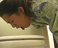 Piggishness woman puke wadi puking vomiting gagging